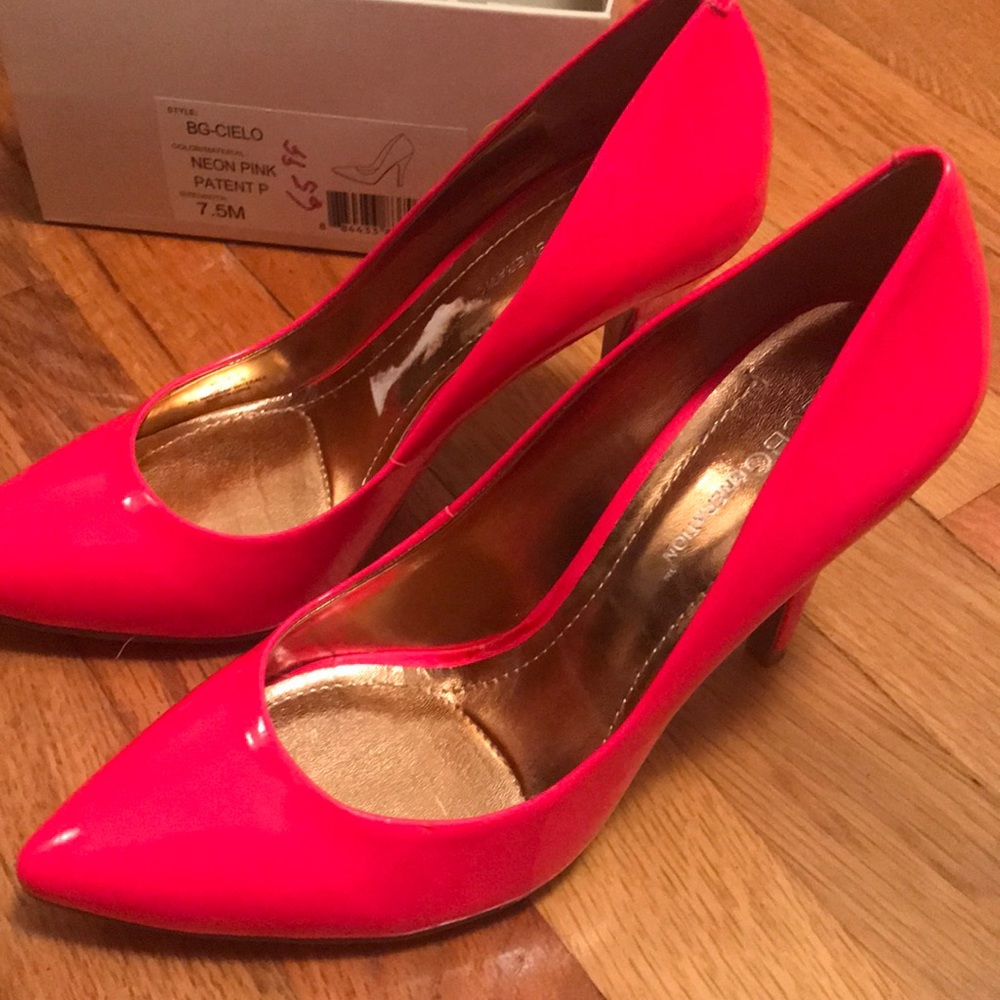 BCBG neon pink heels